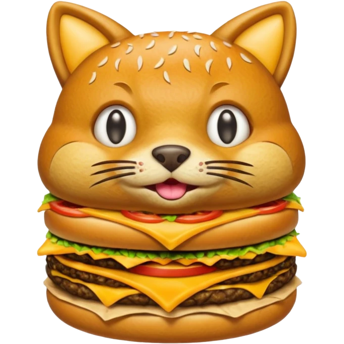 Bottomless bear poop shaped into a cat that eats rats that is also a cheeseburger emoji