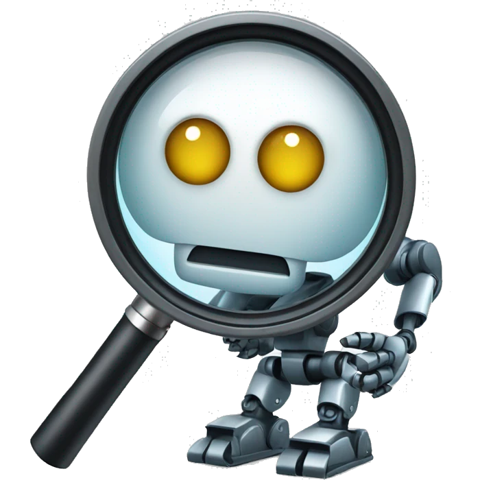 Robot using magnifying glass emoji