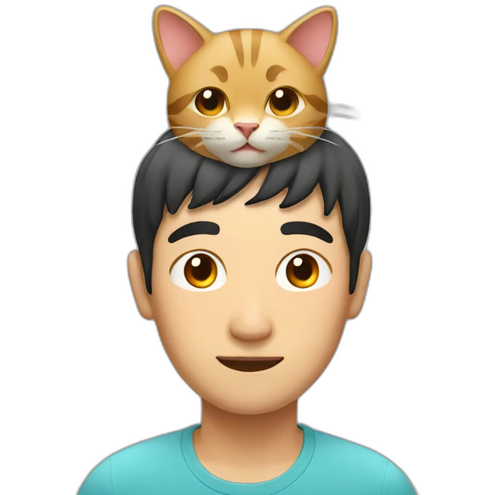 Asian Man with cat on head emoji