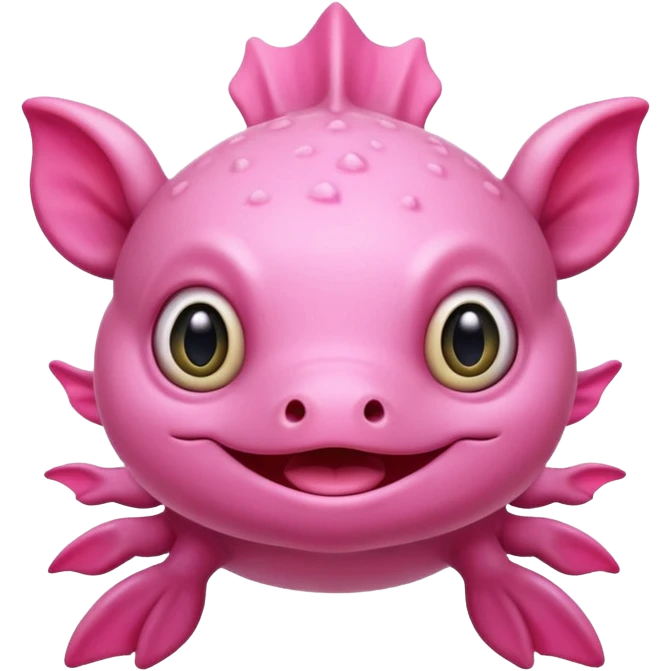 cartoon ajolote axolotl with big eyes and a happy expression emoji