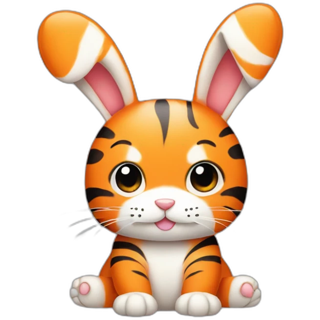 cute orange bunny with floppy ears and tiger stripes emoji
