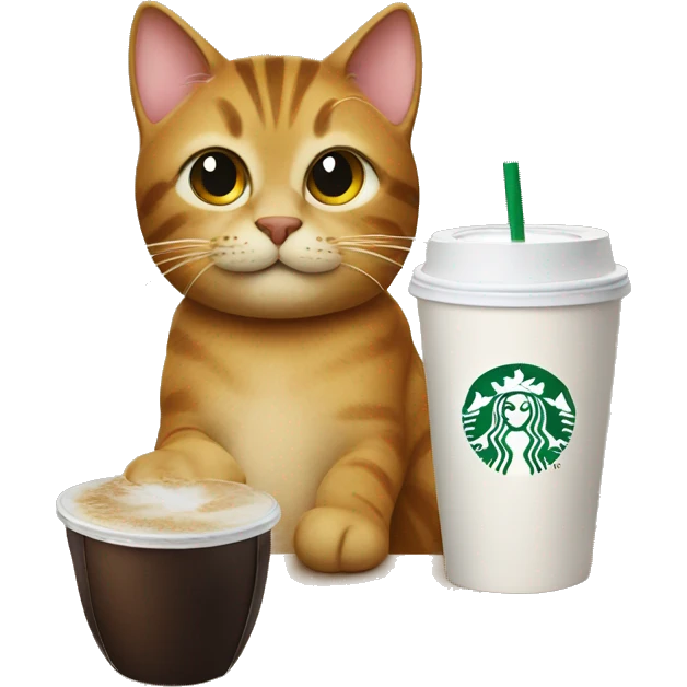 Cat drinking Starbucks emoji