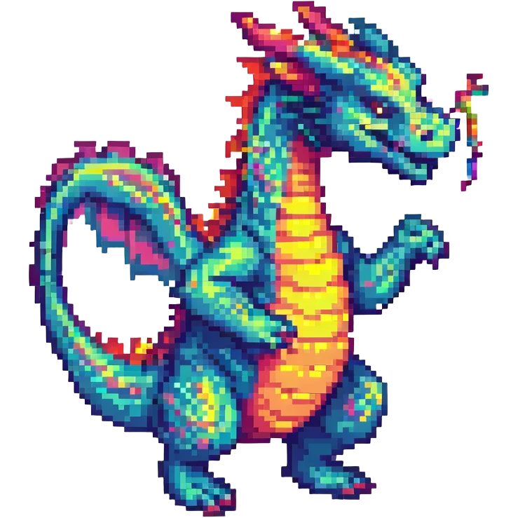 dancing dragon pixel art style vibrant colors emoji
