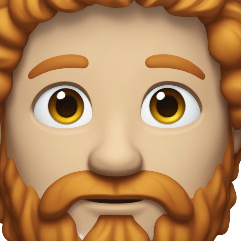 White man with brown hair, red beard, blue eyes emoji