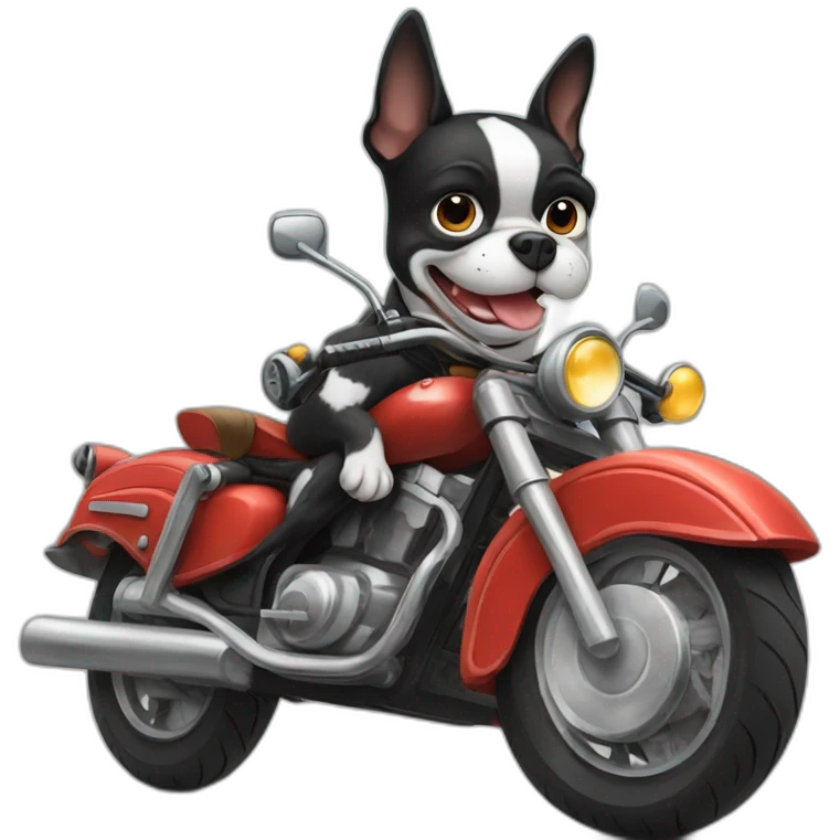 Boston Terrier riding a motorcycle  emoji