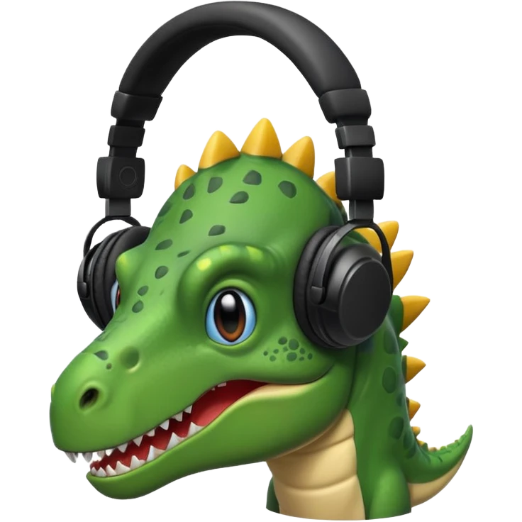 恐竜が黒いヘッドホンをつけている emoji