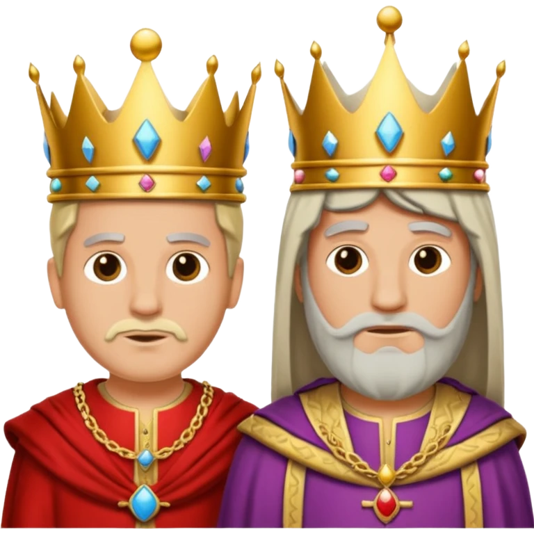 two kings with neutral expressions not too detailed but also not two simpel
they should look alike but with other colored clothing emoji