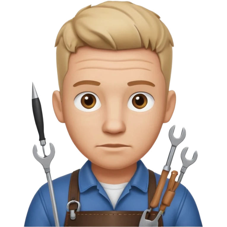 professional locksmith portrait, head and shoulders only, serious focused expression, leather apron collar, small lockpick tools visible, 3D cartoon, mobile game icon style, clean background, no text, no watermark
 emoji