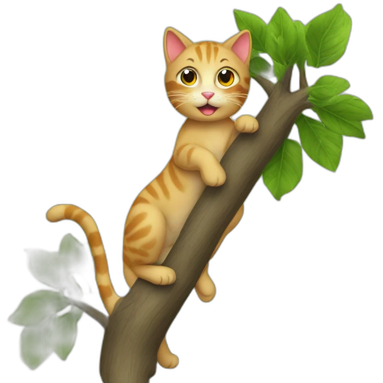cat climbing tree emoji