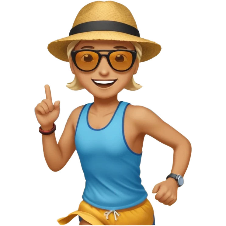 一个人在海边吹着海风很开心的在跑步 emoji