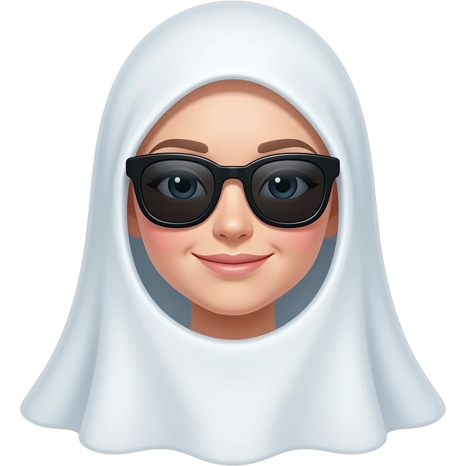 fantasma femenino con lentes de sol y mejillas rojas, hazlo tierno emoji