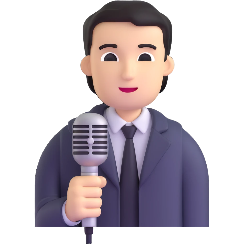 news reporter with microphone emoji