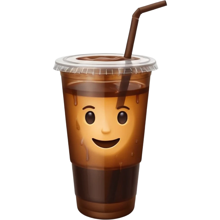 cold brew coffee in a takeaway cup with a lid and straw emoji
