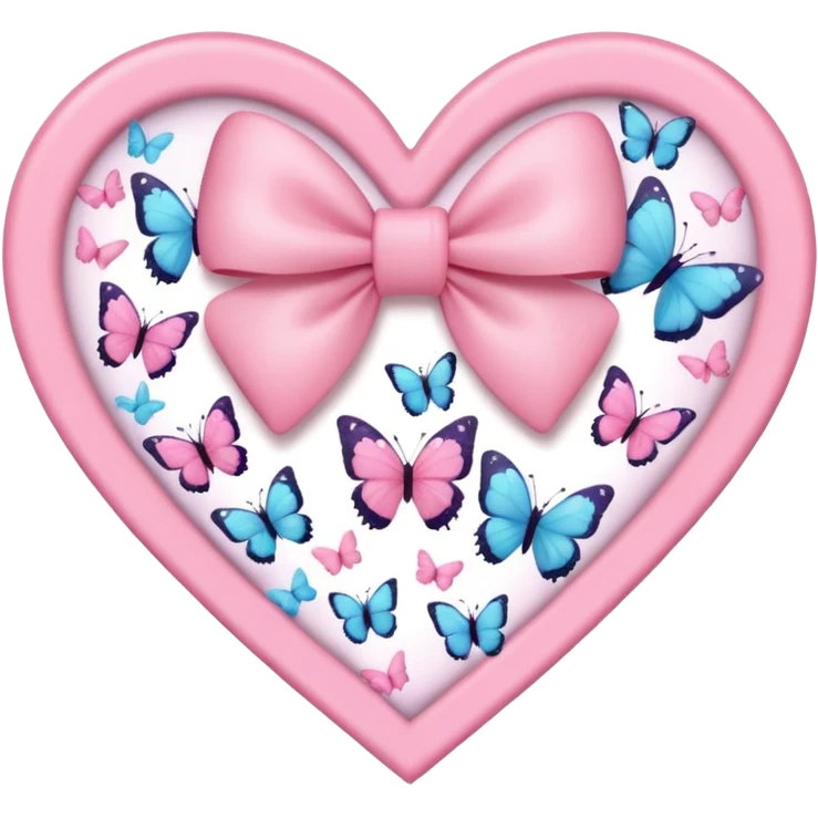 heart with butterflies, pink bow and heart pattern on the bow emoji