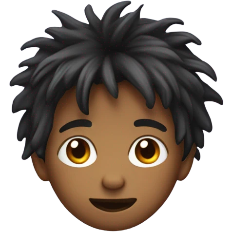 Kid with messy hair like, they just woke up, smirking slightly. Almost with a sense of innocence but they are aware of it  emoji