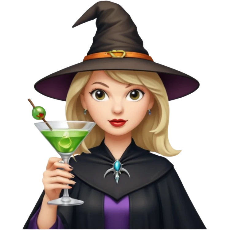 Taylor Swift as a witch with a martini glass emoji