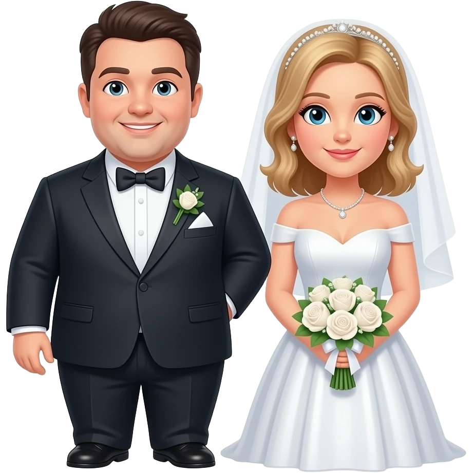 Two women getting married one fat and one skinny emoji