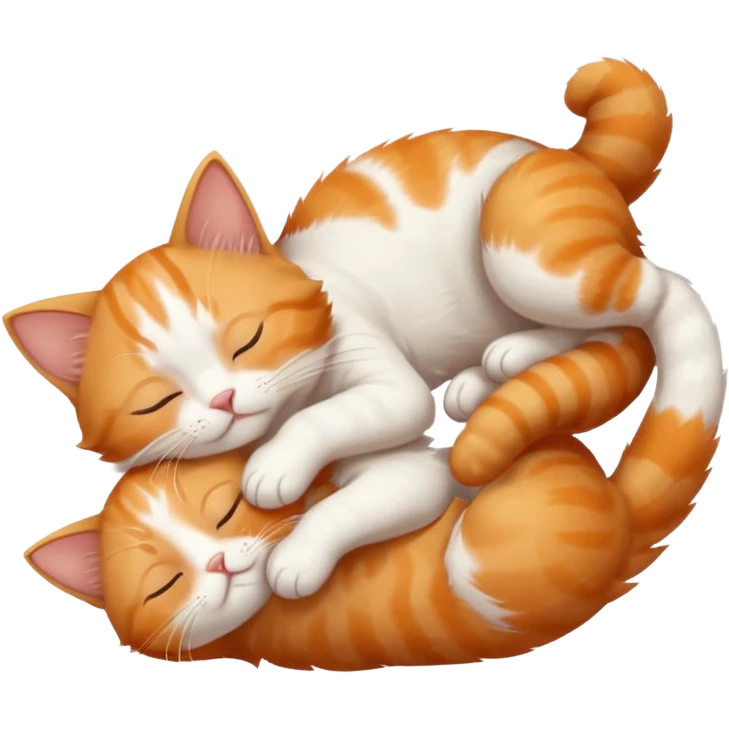 ginger and white small cat eyes closed lying down upside down with paws stretched out in different directions emoji