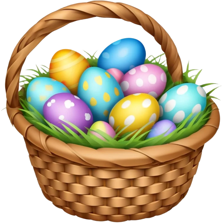 basket with colorful easter eggs inside emoji