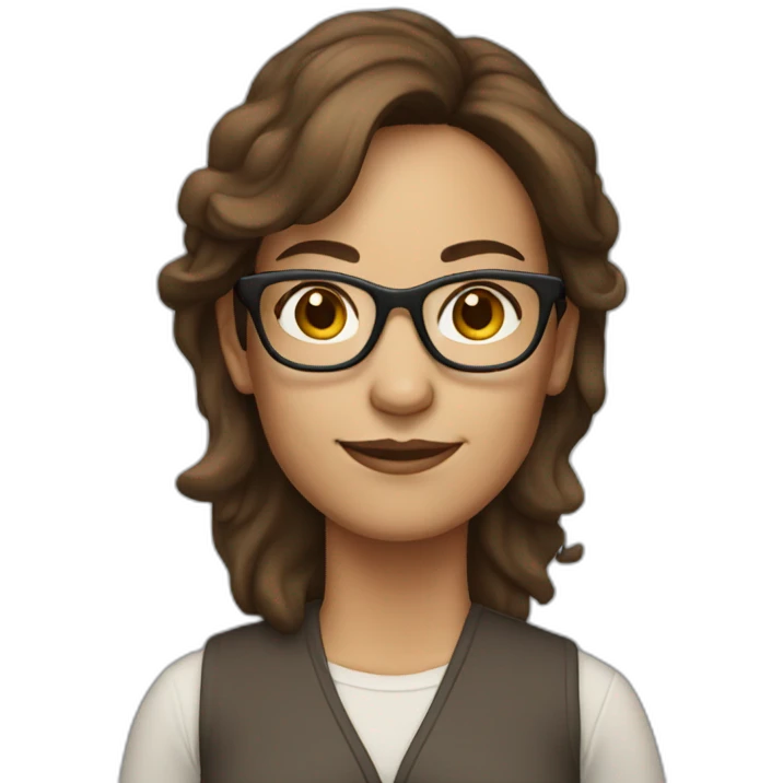 42 year old woman brown hair glasses emoji