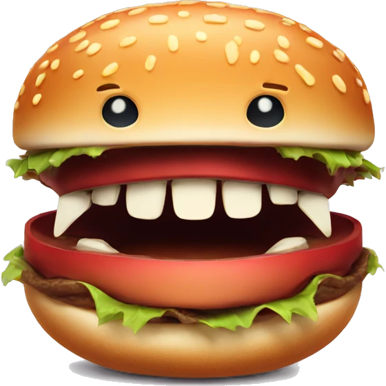 Evil hamburger with big teeth  emoji