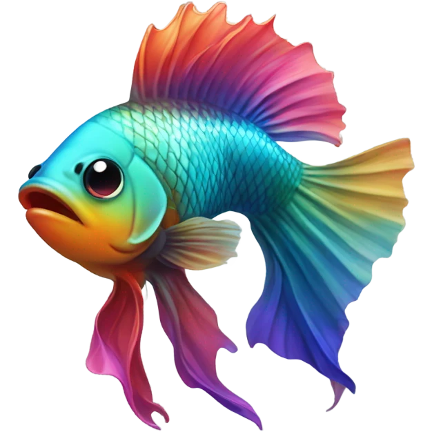 Beta fish wearing a hat emoji