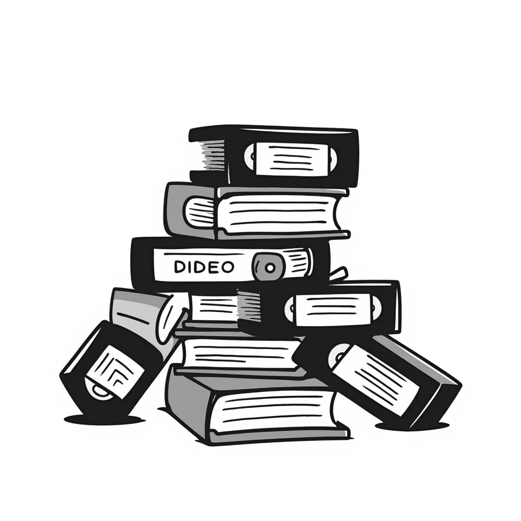 nostalgic pile of VHS video cassettes from the 90s emoji