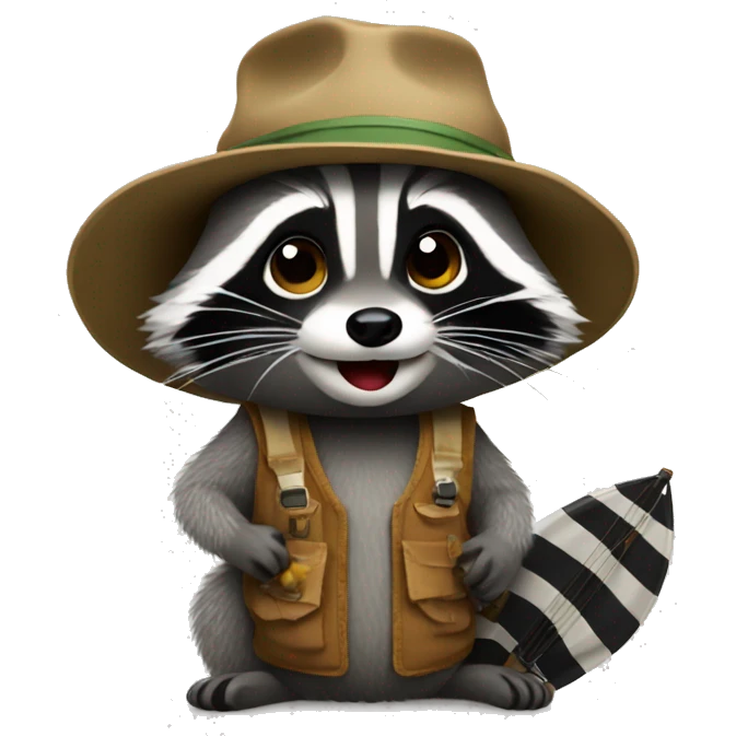 Raccoon wearing fishing hat emoji