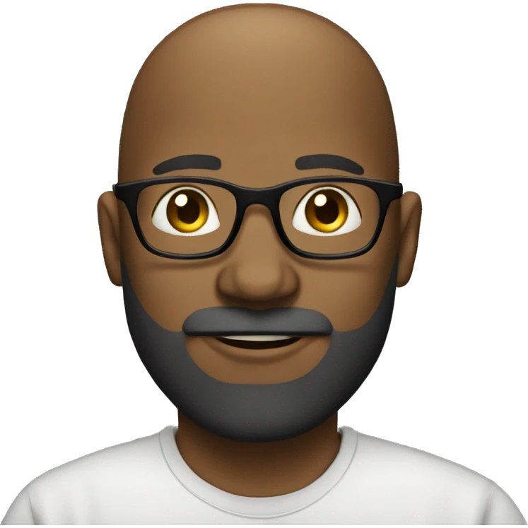 Bald- black man-with-glasses-with scruffy -beard in t shirt emoji