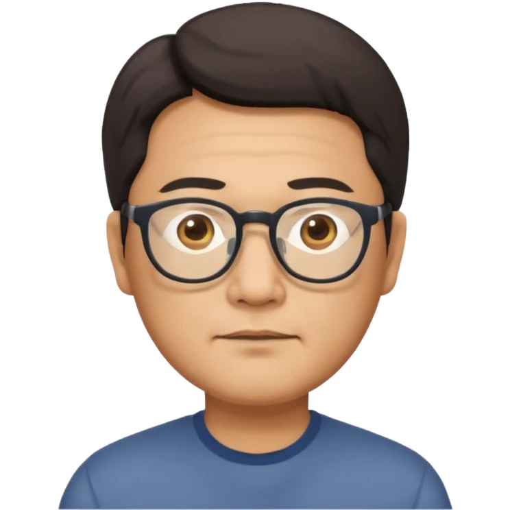 middle aged Asian man with glasses, neutral expression emoji