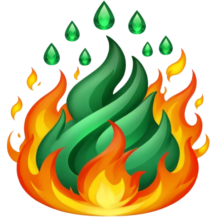 green-amerald big fire rising  emoji