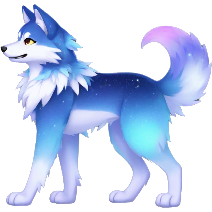 Colorful Sparkle-wolf-fursona full body emoji