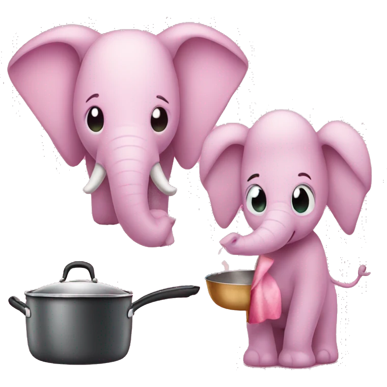 Pink elephant and a cooking pan emoji