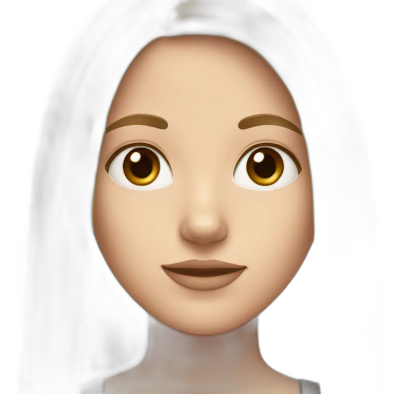 One white girl with long straight very light brown hair and gray eyes emoji