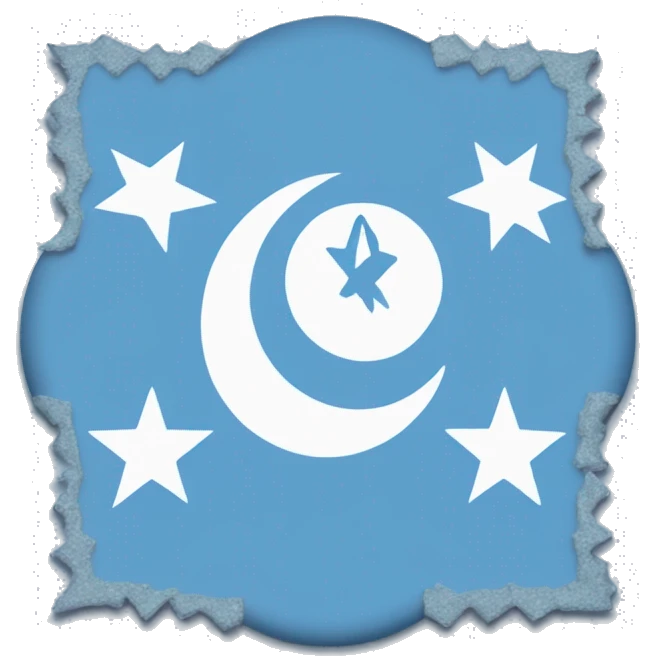 light blue flag with a islamic symbol in the center emoji