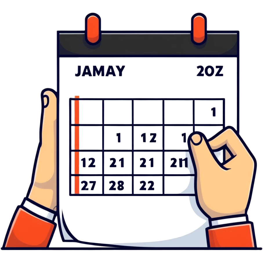 hand holding a calendar emoji