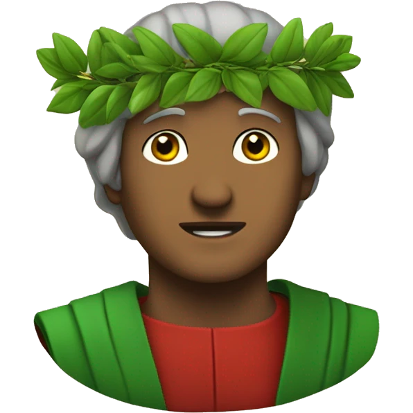 Dante Alighieri with a green laurel wreath on his head emoji