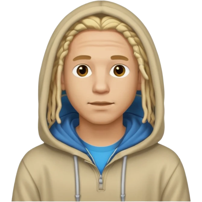 blonde long dreadlocks man with hoodie emoji