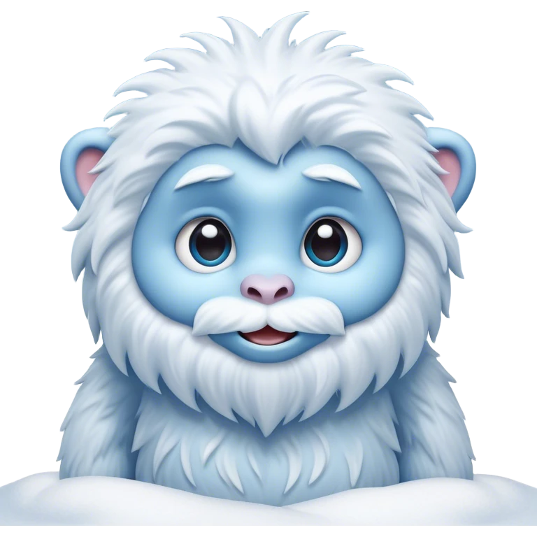Cinematic Cute Yeti Portrait Emoji, with a charming, small, fluffy form in soft snowy whites and cool blues, featuring big, innocent eyes and a shy, gentle smile, simplified yet irresistibly endearing, highly detailed with a soft glowing outline that captures the whimsical charm of a friendly yeti ready for a cuddle! emoji