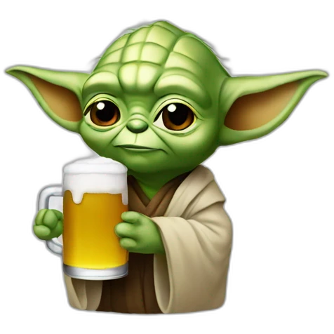 Yoda drink a beer emoji