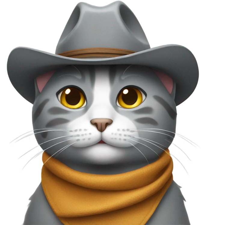 gray cat with a cowboy hat emoji
