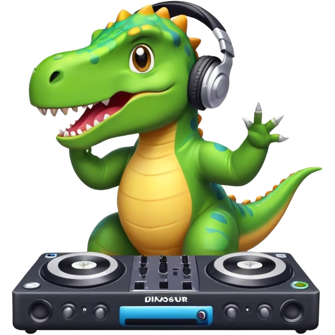 Dinosaurio músico DJ en un concierto  emoji