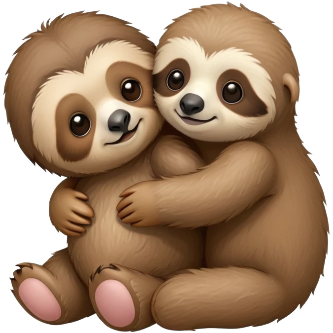 Baby sloth hugging a teddy bear emoji