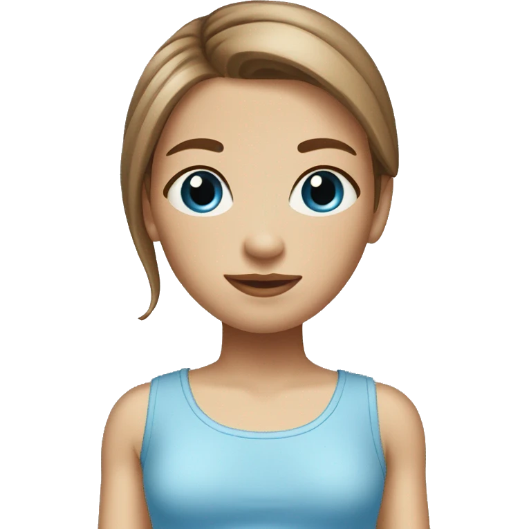 light brown hair girl with long hair and blue eyes wearing a light blue cropped top emoji