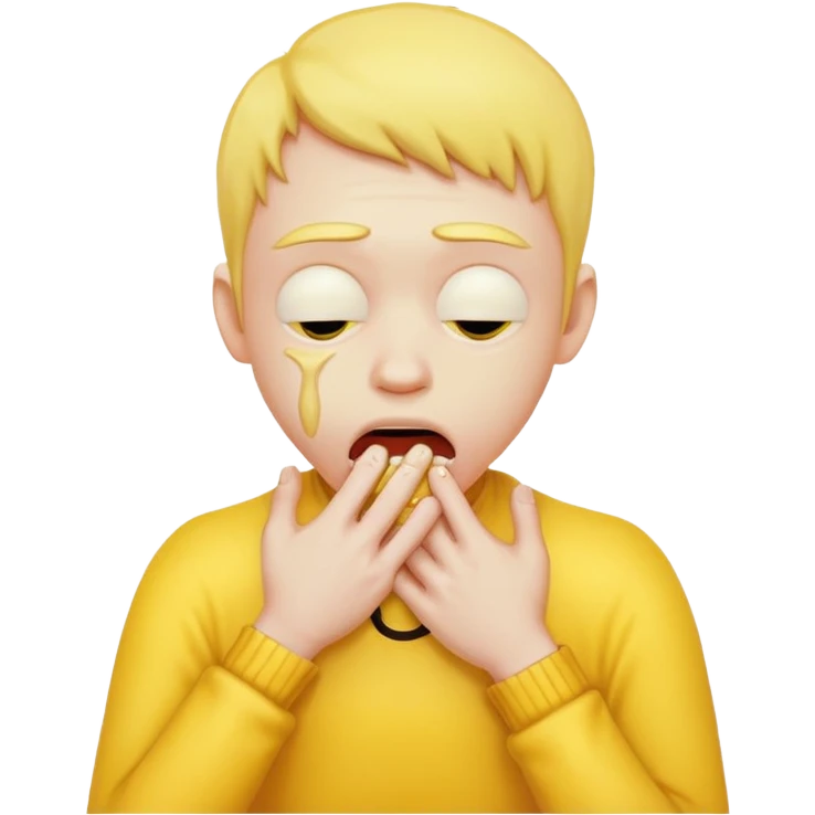 A yellow person choking themselves emoji