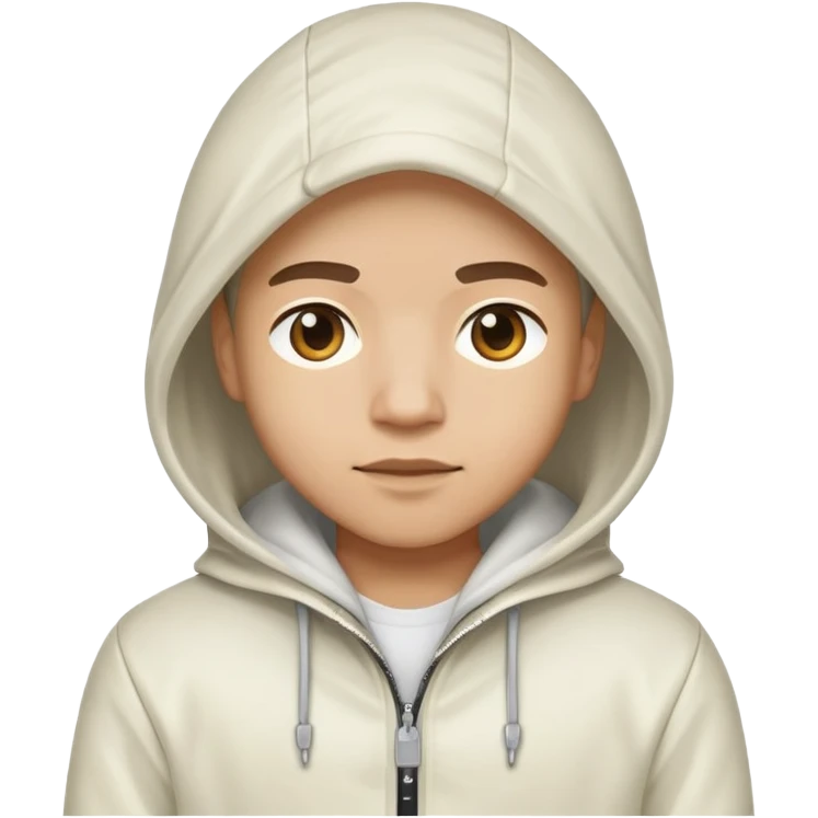 Person wearing a white jacket with a hood on it emoji
