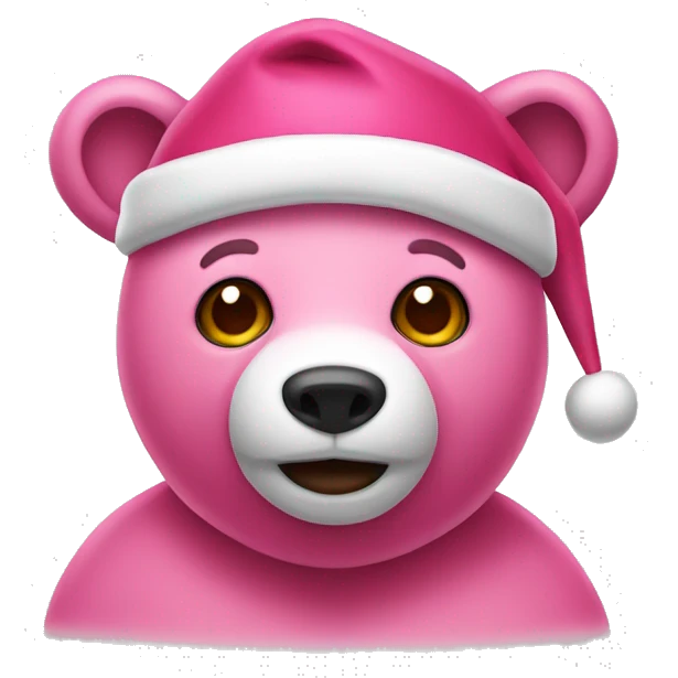 pink bear with santa hat emoji