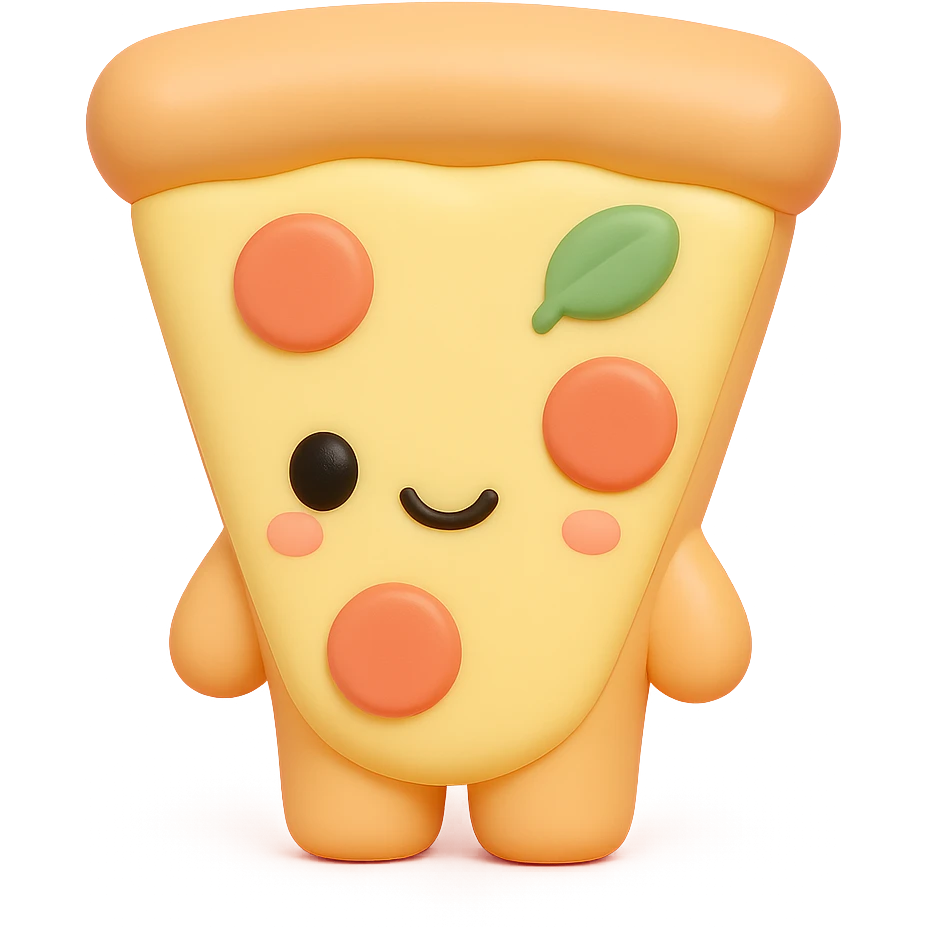 plushie style slice of pizza, vinyl figure look, soft toy details emoji