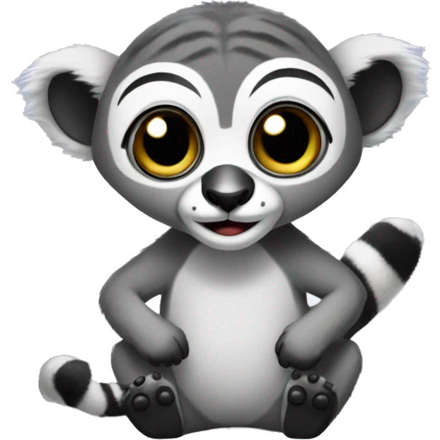 big eyed happy lemur wearing slippers emoji