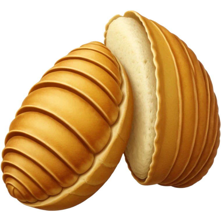 
A clam-shaped bread without a tail. It is long and narrow. Madeleine bread emoji